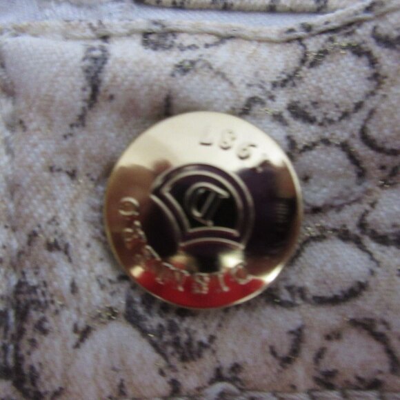 Dismero Italy Jeans Sz 37 Waist Snakeskin Taupe/Tan/Metallic Cotton Stretch NWT - Picture 8 of 9